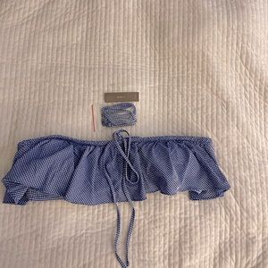 J Crew bikini top blue gingham XL NWOT